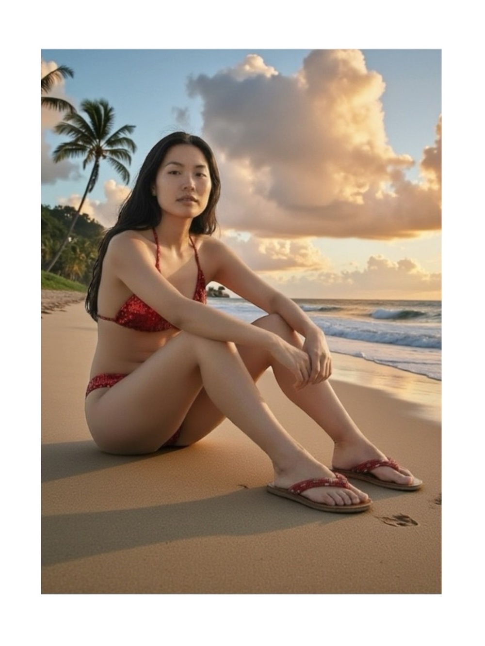 new Mystique ✿ Blown Glass Bead Sequin Thong Sandals ✿ Red 7M ✿ Handmade in Bali